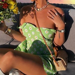 Green boohoo floral dress
